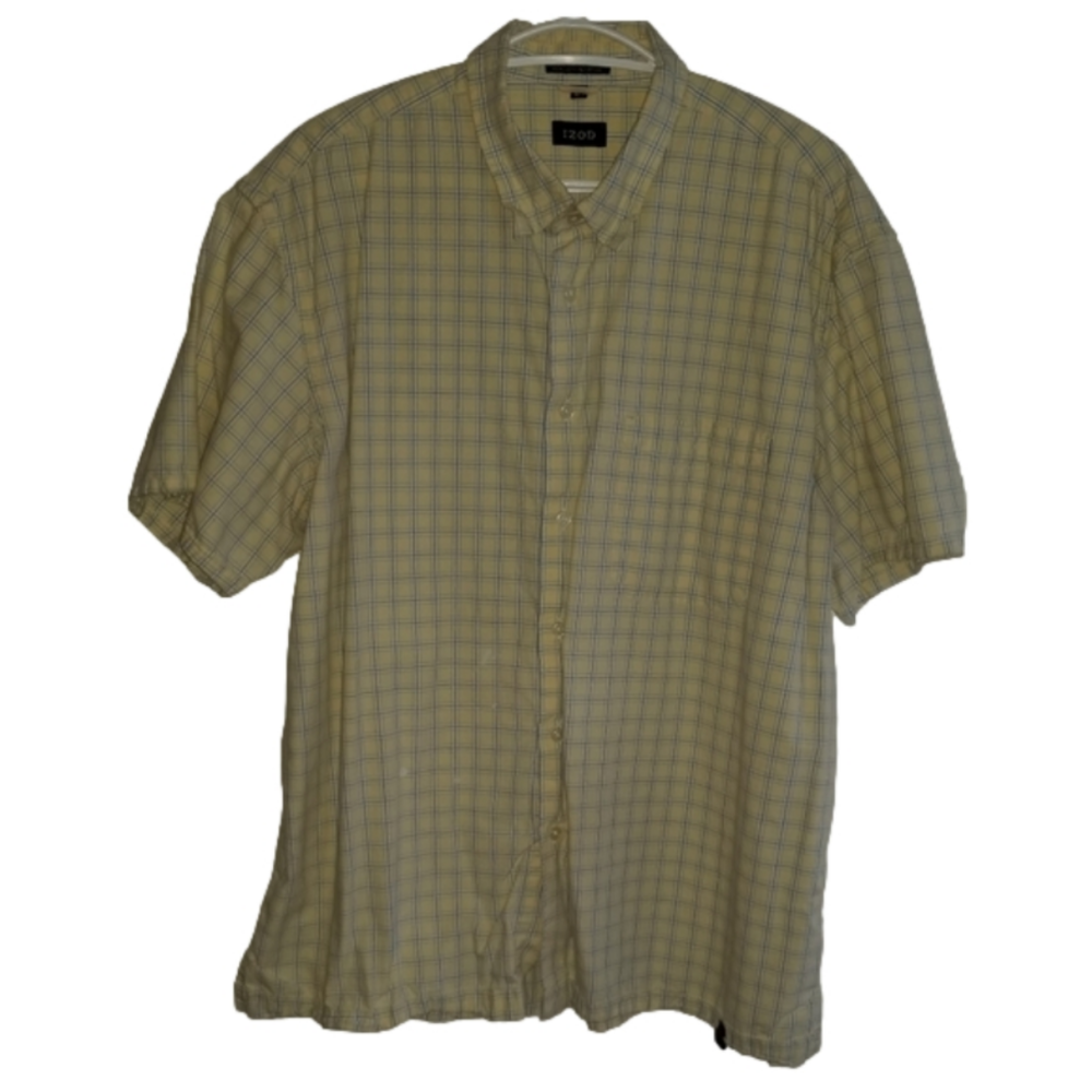 Izod Short Sleeve Yellow Button Down Size XL